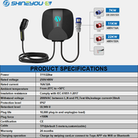 Vente en gros uniquement : Borne de recharge murale Shineyou personnalisable 7KW/11KW/22KW avec protocole OCPP pour solution de contrôle à distance, chargeur IEC 62196-2