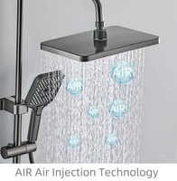 Robinet de pommeau de douche intelligent en acier inoxydable à affichage numérique à LED gris Gunmetal moderne pour application dans la salle de bain