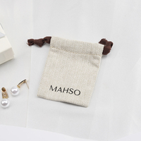 Bijoux en coton biologique imprimé avec logo personnalisé sac à cordon mini collier en coton pochette à bijoux pour boucles d'oreilles