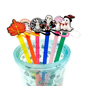 Factory Direct Sale Pineapples Reusable Straws Covers Silicone Straw Toppers For 6-8 mm Straws