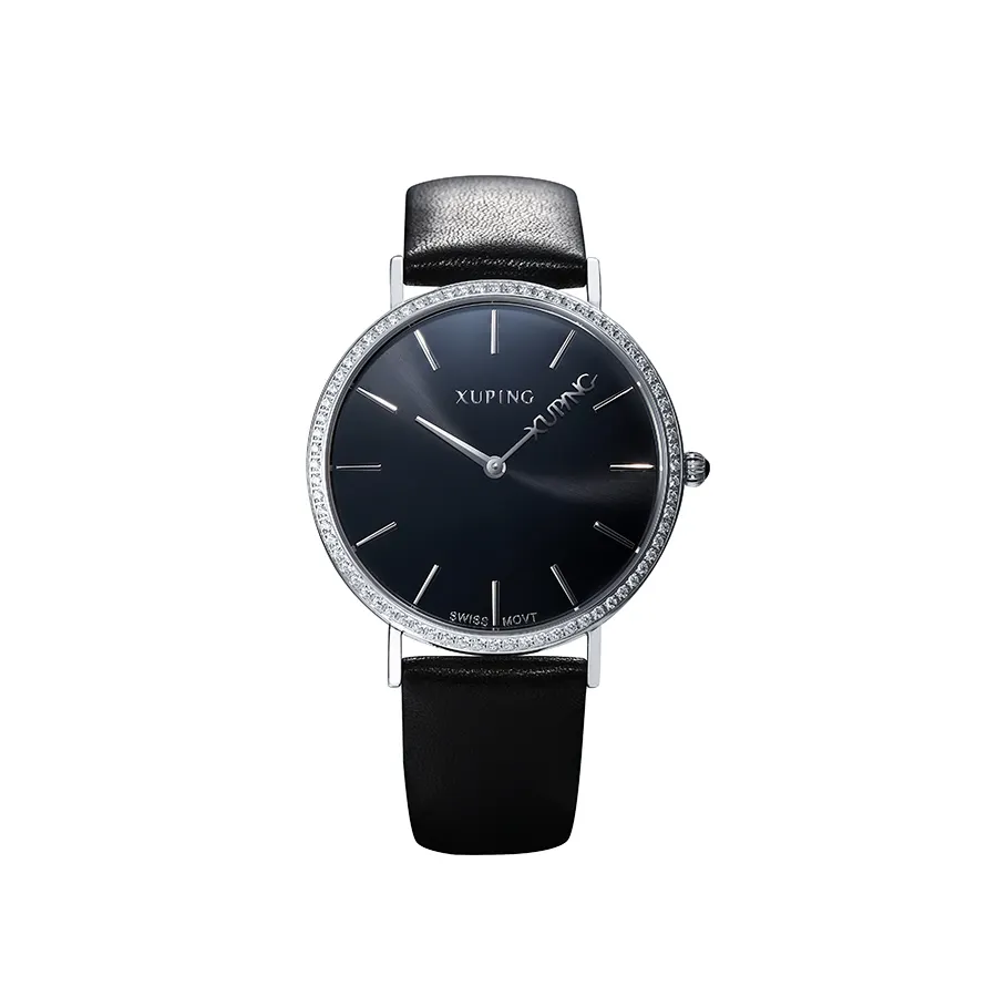 時計-5 Xupingステンレス鋼バックファッション革男性電子時計