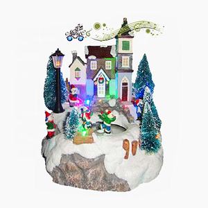 Lampu LED dekorasi rumah desa Natal salju Resin <span class=keywords><strong>Fiber</strong></span> optik lampu LED dengan main skate dekorasi rumah Eclectic untuk penggunaan musiman hadiah memberikan - Product Image 3