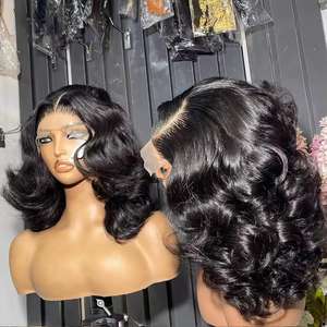 Pelucas sin pegamento de cabello humano brasileño 13x6 HD, proveedor de cabello virgen doblemente estirado barato, peluca de encaje HD, peluca bob de cabello humano liso con encaje. - Product Image 5