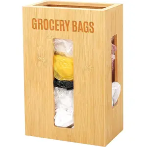 Подвесной кухонный бамбуковый держатель для продуктов, пластиковых пакетов