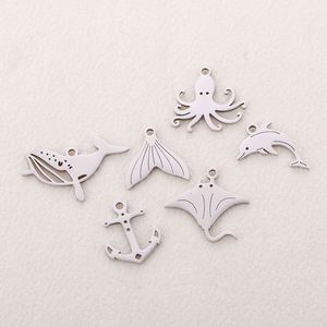 จี้ห้อยคอ สร้อยข้อมือ อุปกรณ์ทำเครื่องประดับ DIY สแตนเลส รูปหางปลา โลมา วาฬ ปลาดาว - Product Image 5