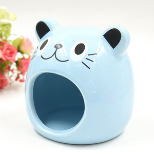 Cama de Cerámica para Gatos, Nido Redondo Azul para Hámster, Casa Duradera para Mascotas, Nido para Dormir para Animales Pequeños - Product Image 1