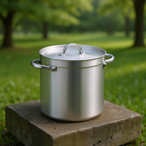 Pentola Dritta in Alluminio con Coperchio, 12 Quarti, Pentola per Zuppa di Grande Capacità, Doppio Manico, Design Minimalista - Product Image 3