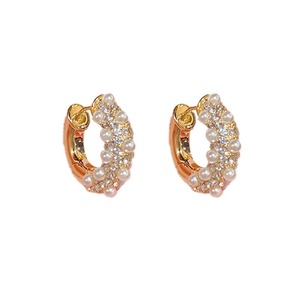 Pendientes de aro brillantes en forma de C de perla de imitación de circón coreano a la moda para regalo de accesorios de moda de mujer de gama alta versátil - Product Image 5