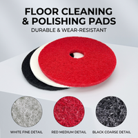 Tampon de polissage 17 pouces 20 pouces rouge noir blanc abrasif pour meuleuse d'angle, nettoyage, polissage, cirage, sols