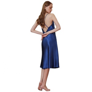 Sleeveless Satin <strong>Long</strong> Dress Knee Length <strong>slip</strong> for Women Nightgown Plus Size Women's Sleepwear - Product Image 5