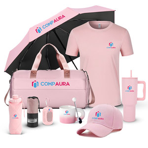 Compaura商品ピンクロゴ付きカスタム会社オフィスギフトセットノートブックギフトセットビジネス女性用コーポレートギフトセット - Product Image 1