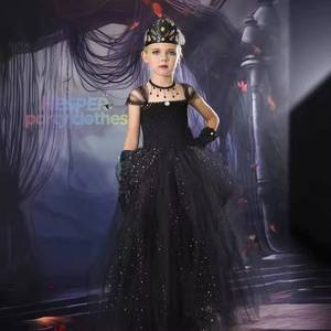 Robe de bal de la Reine Noire de Halloween pour filles, costume de cosplay pour enfants en polyester - Product Image 1