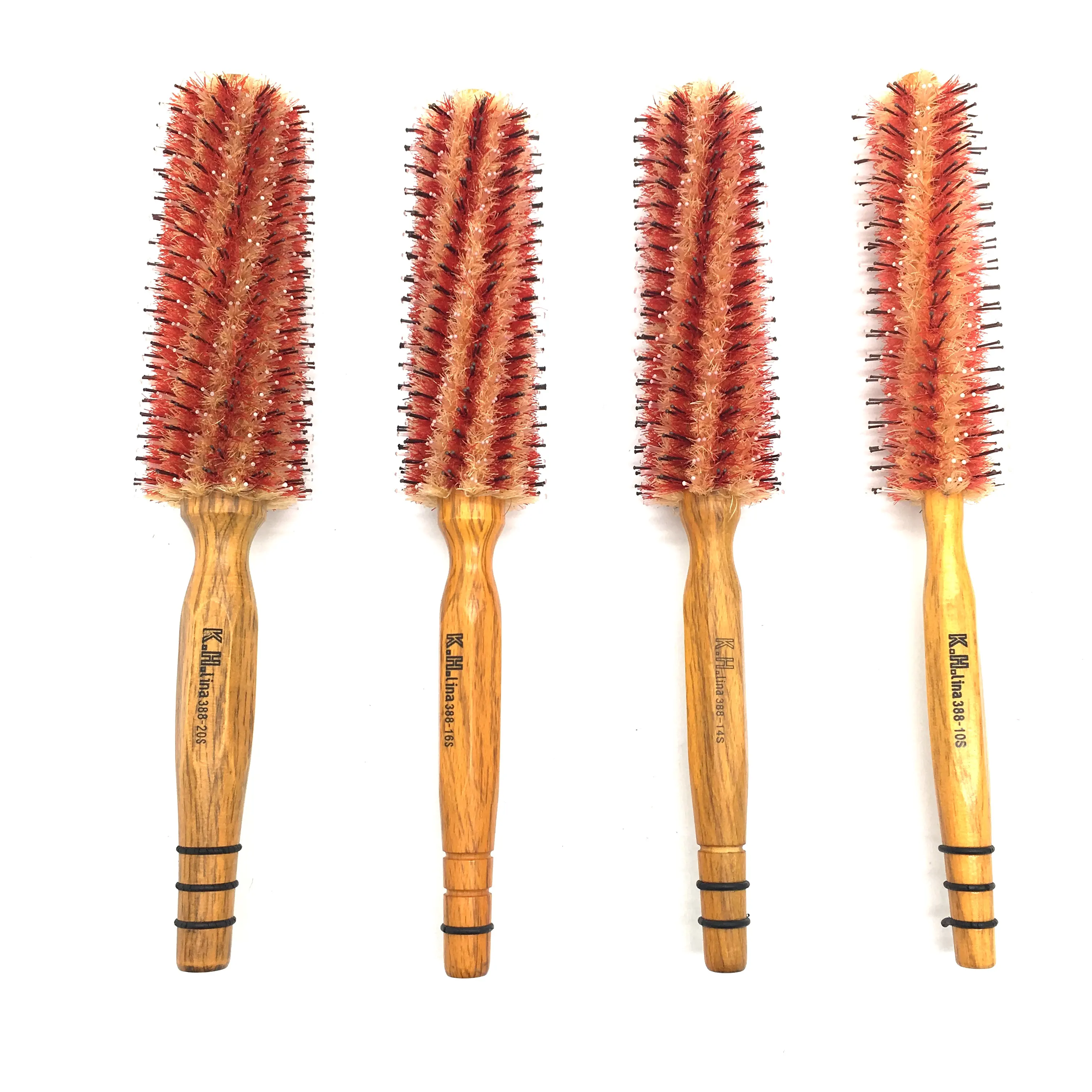 Wooden Rotating Round Barrel Anti-Static Hair Brush With Natural Boar bristle