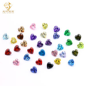 高品質3A 5A CZストーンピンクブラックガーネットブルーカラーハートカットキュービックジルコニア8mm合成宝石熱処理付き - Product Image 2