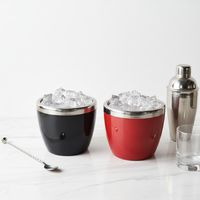 Seau à glace double paroi en acier inoxydable noir et blanc, seau à vin rouge pour bar KTV