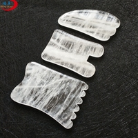HZ Original Pierre de Labradorite Gua Sha pour Massage Corporel, Spa, Soin de la Peau, Masseur de Tête, Gua Sha en Quartz Clair