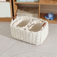 Ensemble de 3 paniers de rangement tissés avec poignées, panier de rangement en corde de coton