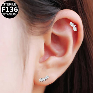 <b>Titanium</b> Earrings F136 Butterfly <b>Studs</b> With White Zircon For Daily Wear - Product Image 3