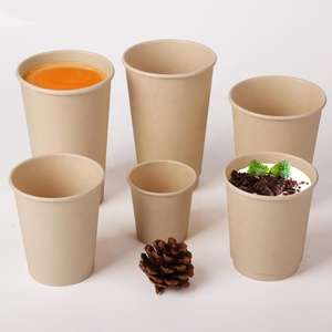 Gobelets à café jetables biodégradables écologiques de qualité alimentaire à paroi simple de 12 oz, anti-fuite, avec couvercles et manchons en papier enduit pour boissons chaudes - Product Image 2