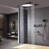Plafond intégré 600*800mm Led pommeau de douche avec affichage numérique pluie cascade salle de bain thermostatique douche robinet ensemble
