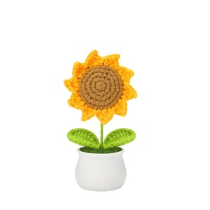 Planta de Girasol Tejida a Mano en Maceta, Decoración Artesanal de Hilo, Decoración para Ventana - Product Image 1