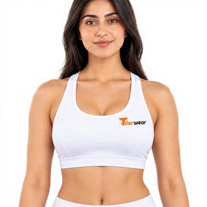 เสื้อชั้นในกีฬาสีขาวแบบไร้สายสำหรับผู้หญิง ยี่ห้อ TiIerwear คอกลม รองรับปานกลาง ระบายอากาศได้ดี เหมาะสำหรับโยคะ เป็นมิตรกับสิ่งแวดล้อม สีพื้น - Product Image 1