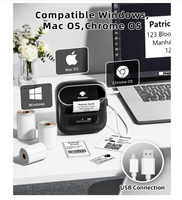 Phomemo M220 Printer termal portabel 3.14 inci, Printer termal portabel antarmuka USB hitam dan putih nirkabel untuk penggunaan Supermarket/Bisnis
