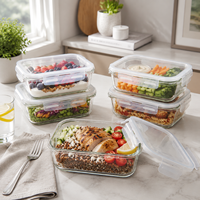 Ensemble de contenants en verre pour la préparation des repas, fabriqués en usine, hermétiques, boîtes à lunch en verre, contenants de stockage alimentaire avec couvercles