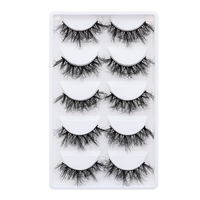 Haute qualité 5 paires naturel long 5D vaporeux faux cils cheveux synthétiques réutilisable Faux vison bande cils