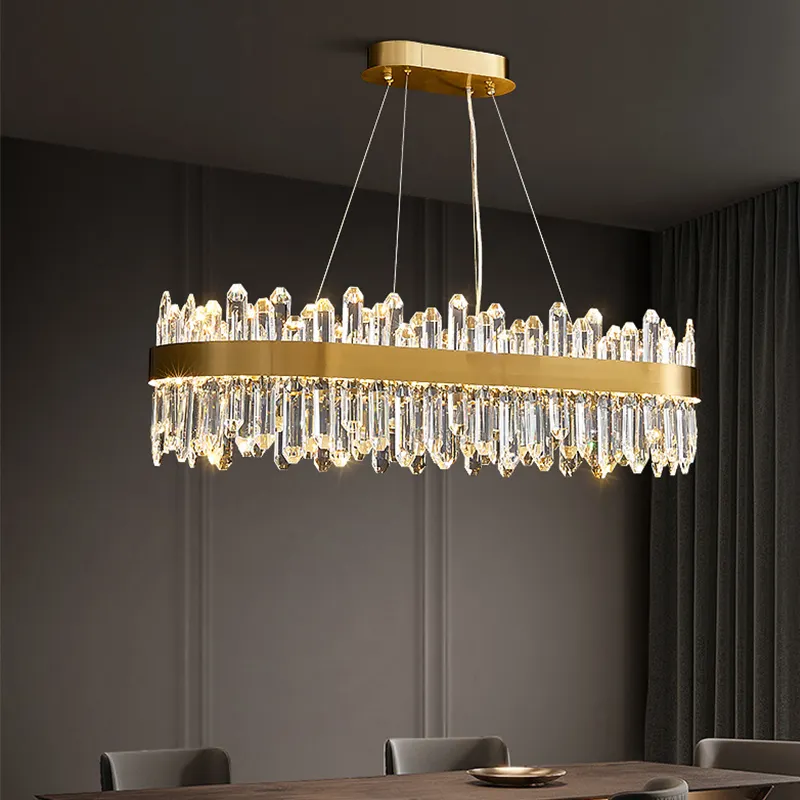 Post-modern Light Luxury Living Room Glass Pendant Light Creative Oval Led Crystal Chandeliers For Villa Restaurant Redroom