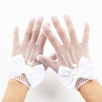 Mitaines pour demoiselles d'honneur de mariage, nœud papillon en perles, gants en filet de pêche