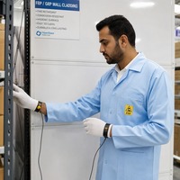 Panel Dinding Pelindung Anti Statis FRP GRP Fiberglass untuk Gudang Elektronik Perlindungan ESD Papan Dinding Penyimpanan Panel FRP