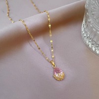 Chaîne à lèvres en acier au titane de haute qualité pour femmes collier en cristal à la mode pendentif goutte d'eau alliage plaqué or avec diamant