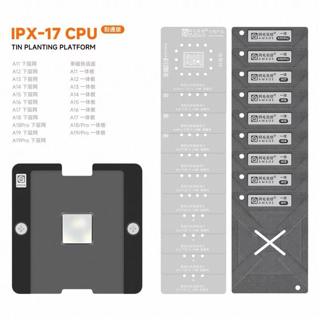 AMAOE Tin Planting Platform for iPhone X 11 12 13 14 15 16 17 CPU Soldering Repair Tool Kit Reballing Stencil Platform