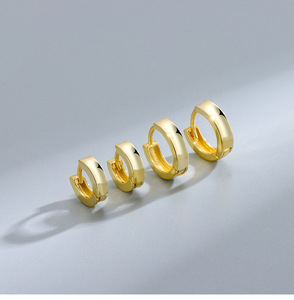 Fine 925 <strong>Silver</strong> Jewelry Manufacture 18K Gold Vermeil <strong>Huggies</strong> 925 Sterling <strong>Silver</strong> Plated Bold Hoop Earrings Women - Product Image 1