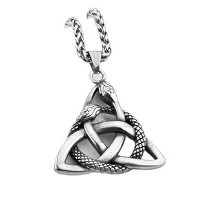 Collar con Colgante de Acero de Titanio con Nudo Celta Vikingo Nórdico y Serpiente, Diseño Geométrico Animal, Estilo Retro para Hombre, Marca Yunnique - Product Image 5
