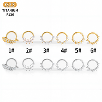 Anneau segmenté en titane G23 YW en gros, anneau de nez, piercing, anneau d'oreille hélix, boucles d'oreilles pour fête
