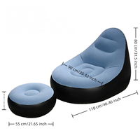 Fauteuil gonflable moderne et confortable avec repose-pieds assorti, siège pneumatique pliable et portable pour dortoir, chambre et extérieur