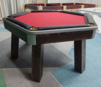 Table de poker octogonale en bois massif de style casino pour 8 joueurs avec porte-gobelets intégrés et surface de jeu en feutre pour les jeux à domicile