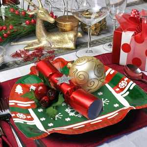 Modernos Platos Desechables de 9.5 Pulgadas con Diseño de Suéter Navideño Festivo, Decoraciones de Mesa de Navidad con Recorte de Lámina Metálica, ¡Venta Caliente! - Product Image 2