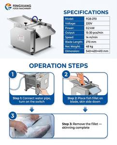Machine industrielle de dépecage de poisson de bureau, lame de 270 mm, pour saumon et tilapia, en acier inoxydable SUS304, 15-30 pièces/min - Product Image 2