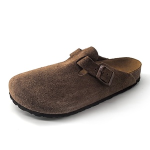 Sandales plates en daim marron doux d'hiver à semelle en liège, style vintage, confortables, respirantes, pour femmes, pantoufles de marche - Product Image 6