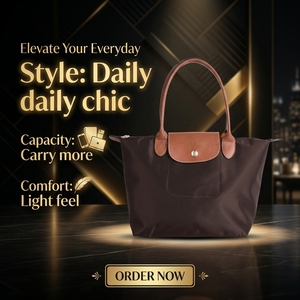 Sac fourre-tout et sac à bandoulière <span class=keywords><strong>Hion</strong></span> simple, grande capacité, en tissu nylon avec doublure en polyester, fermeture à bouton et fermeture éclair, pour femme - Product Image 6