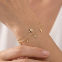 Nouveauté Bracelet en argent sterling 925 avec zircone cubique, bracelet à plusieurs rangs avec pendentif goutte d'eau pour femmes, bijoux cadeau