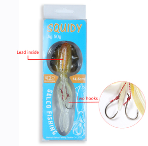 Calamar/<span class=keywords><strong>pulpo</strong></span> con anzuelos auxiliares, pesca en el mar, pvc suave, colorido, UV, 60g, fábrica <span class=keywords><strong>de</strong></span> China, venta al por mayor - Product Image 1