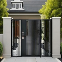 Portail Coulissant Électrique Motorisé Automatique en Aluminium pour Entrée Principale Courbe Élevée de Villa, Style Industriel