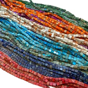 Perline Quadrate Naturali di Pino Imperiale Bohemia da 4mm Semi-Turchese Lavorate a Mano per Bracciali e Collane Fai-da-Te Accessori per Gioielli - Product Image 5