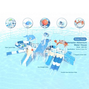 Parc aquatique Ocean en acier inoxydable certifié EN1176 avec toboggan multi-personnes en fibre de verre, toboggan en spirale et toboggan en plastique - Product Image 5