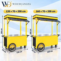 Chariot de vente mobile pliable en métal pour la restauration de rue, idéal pour les barbecues, les petits-déjeuners et les promotions de marché nocturne