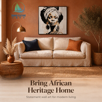 Peinture sur toile personnalisée OEM style Inkwash, portrait de femme africaine noire, décoration murale pour salon et chambre à coucher